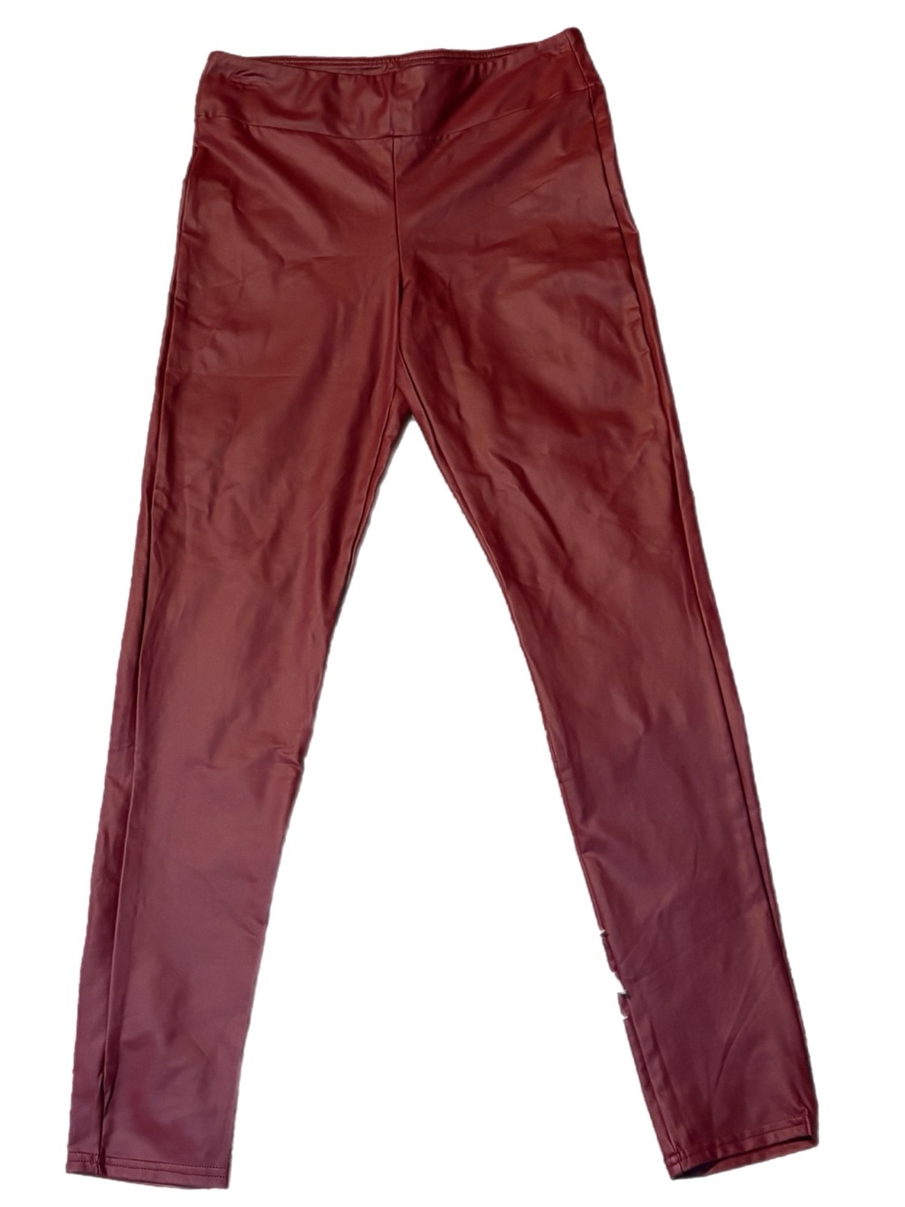 Eye Candy Burgundy Faux Leather Leggings High Rise